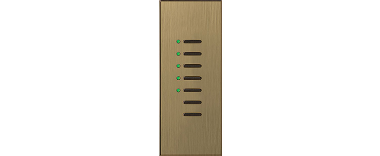 Lutron Architrave Door Wide keypad with five buttons and raise and lower controls