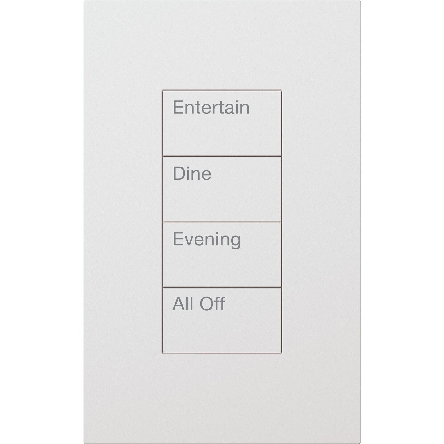 White Lutron Palladiom rectangle keypad with four engraved lighting scenes
