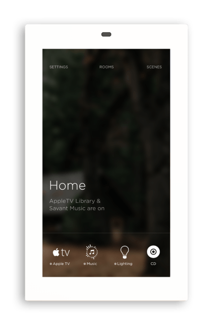 Savant Touch in-wall control panel with a home control screen